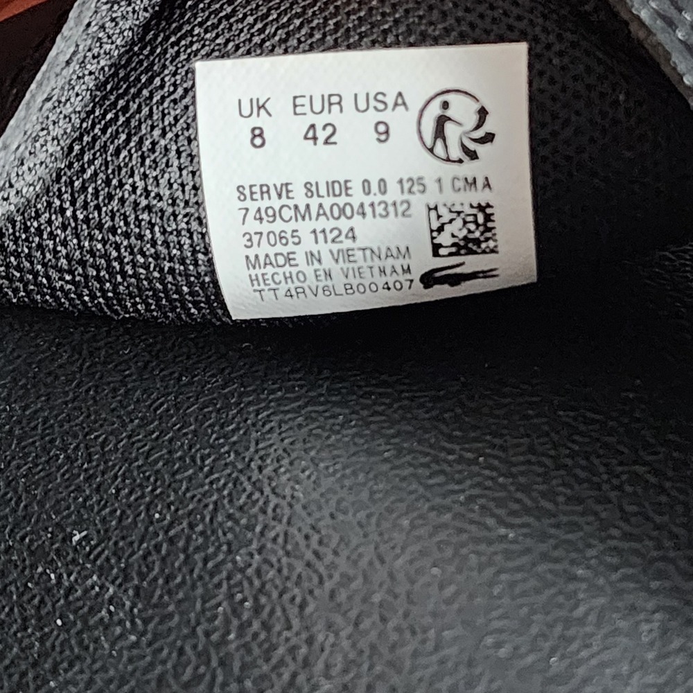 Lacoste Serve Slide Mens Size 9 Black White Logo Athletic Sandals 749CMA0041312 - Picture 6 of 6